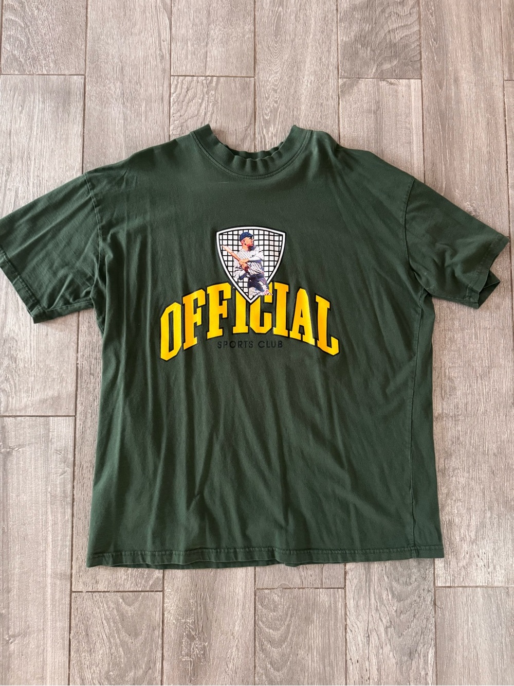 Boohoo Mens Dark Green 'Official' Graphic Tee with Yellow Logo